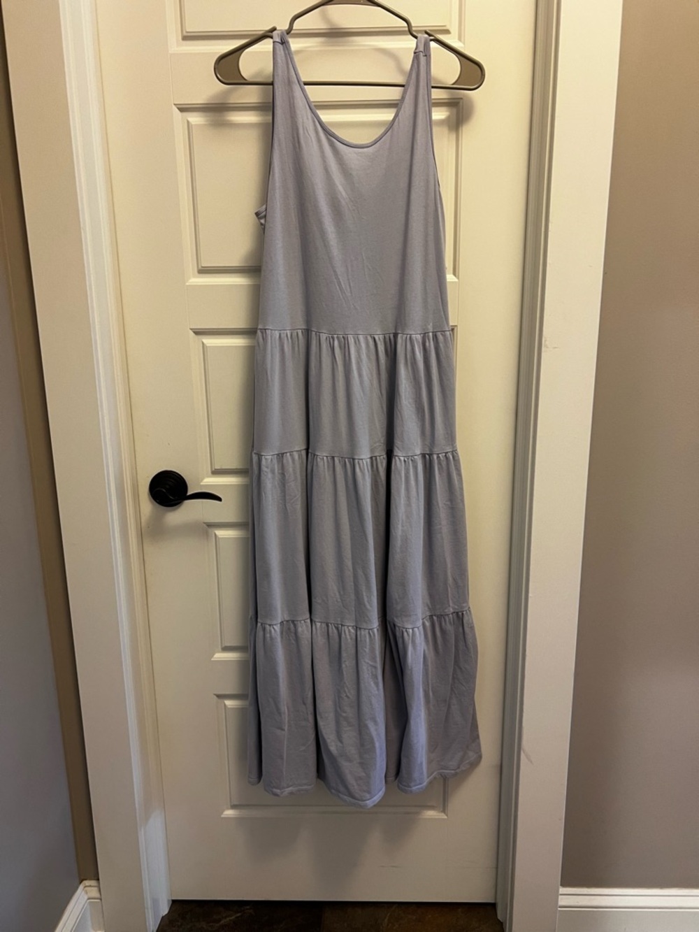 J. Crew Light Blue Scoop Neck Tiered Maxi